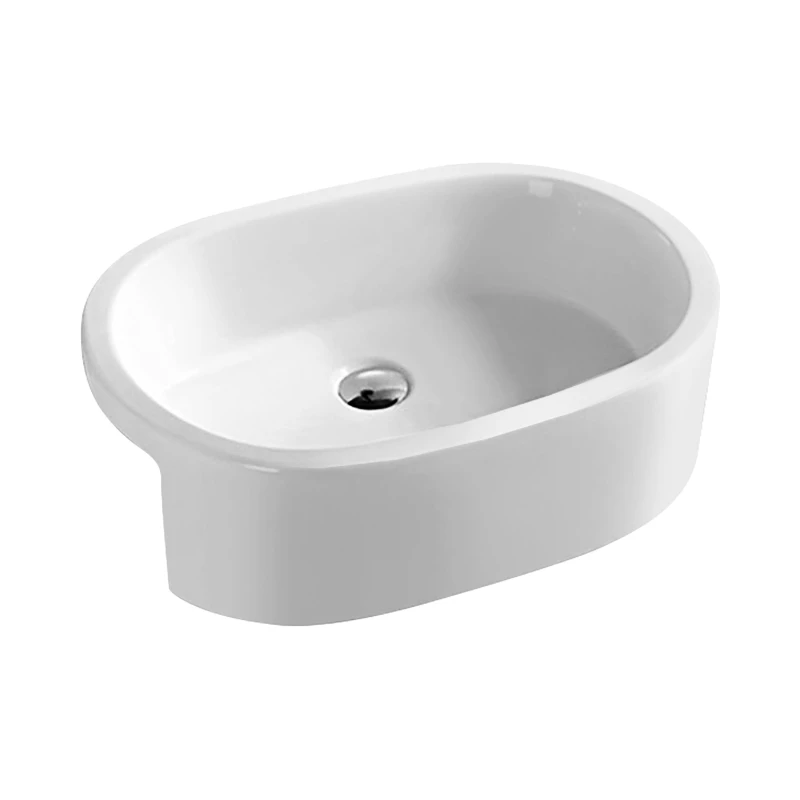 Image of Balterley Oval Semi Recessed 1 Tap Hole Basin Tap Not Included 580mm White