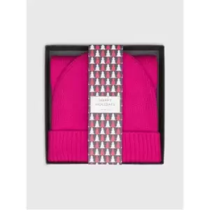 Image of Tommy Hilfiger Small Flag Scarf + Beanie Gp - Pink