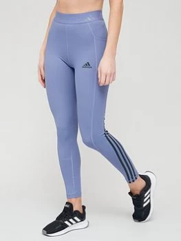 Image of adidas Tech-Fit Heat.Rdy 3 Stripe Leggings - Violet, Violet Size M Women