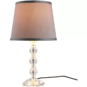 Image of Crystallite Table Lamp w/ Fabric Lampshade Switch Beautiful Glass Elegant - Homcom