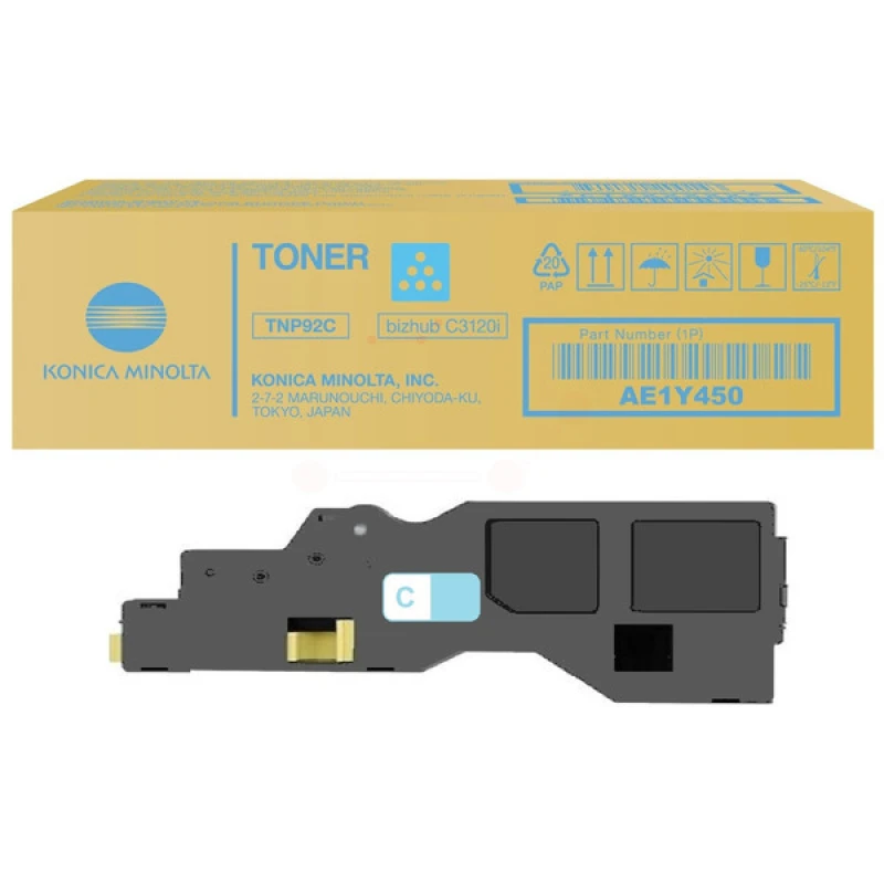 Image of Konica Minolta AE1Y450/TNP-92C Toner cyan. 4K pages ISO/IEC 19752 for
