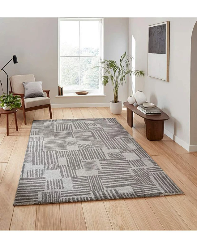 Image of Catherine Lansfield Catherine Lansfield Blocks Abstract Rug Dark Grey - Catherine Lansfield - Size: 120X170 Dark Grey 120X170 MP62508