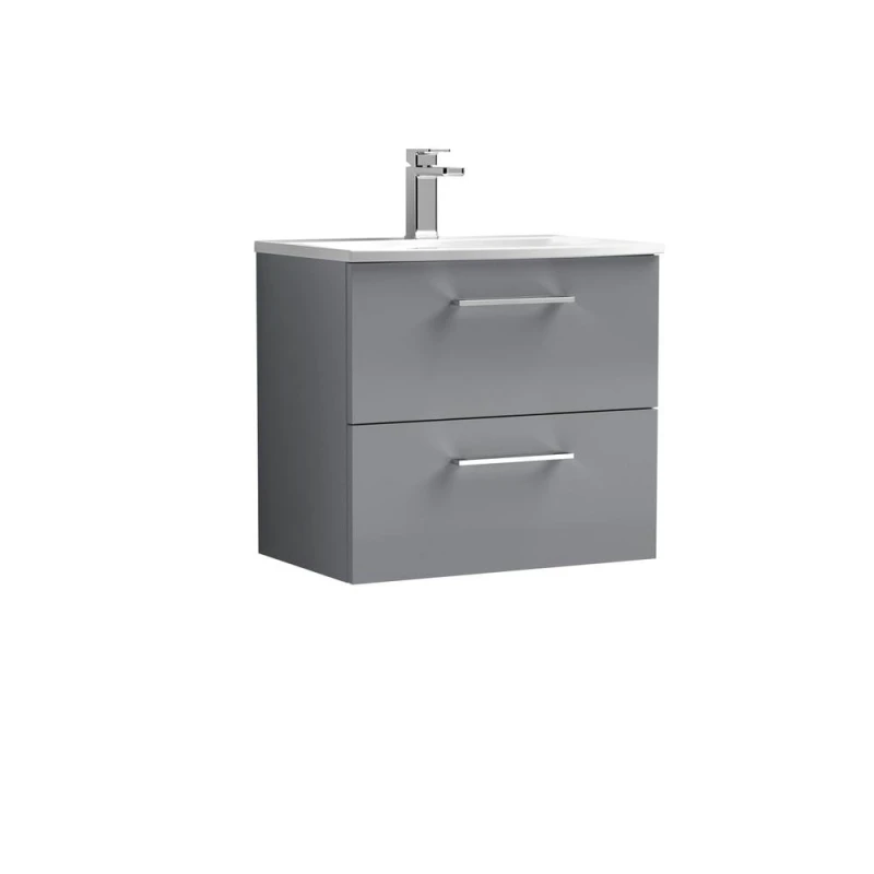 Image of Balterley Bathroom Wall Hung 2 Soft Close Drawer Vanity Unit, Satin Grey, 600mm in Grey Grey Unisex