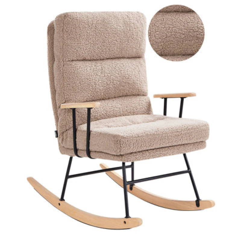 Image of Beliani Rocking Chair Eskelin Reclining Boucle Beige