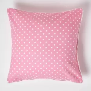 Image of Cotton Pink Polka Dots Cushion Cover, 60 x 60cm - Pink - Homescapes