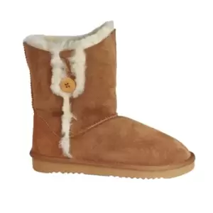 Image of Eastern Counties Leather Womens/Ladies Lacey Sheepskin Button Boots (3 UK) (Chestnut)
