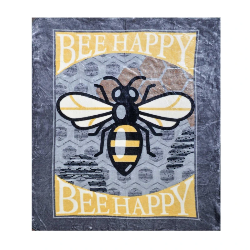 Image of Country Club Country Club Soft to Touch Luxury Blanket Throw - Bee Happy Size: 150cm × 200cm Multi 150cm × 200cm Unisex 5023674225581