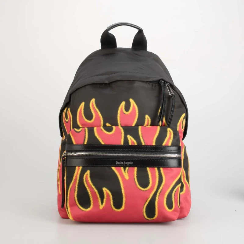 Image of Palm Angels Printed Flames Backpack - red white red white One Size