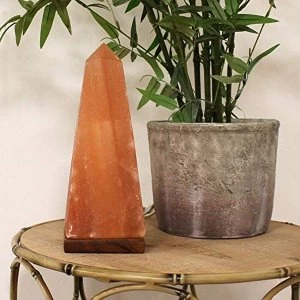 Image of Obelisk Himalayan Salt Lamp with Wooden Base