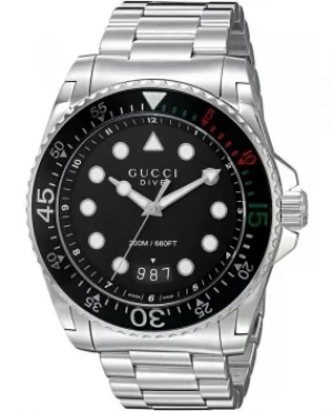 Image of Gucci Dive Black Dial Steel Mens Watch YA136208 YA136208