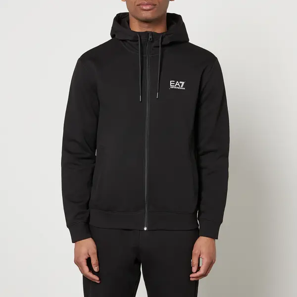Image of EA7 Tape Logo Cotton-Blend Hoodie - L