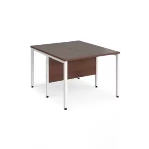 Image of Office Desk 2 Person Rectangular Desk 1000mm Walnut Tops With White Frames 1200mm Depth Maestro 25