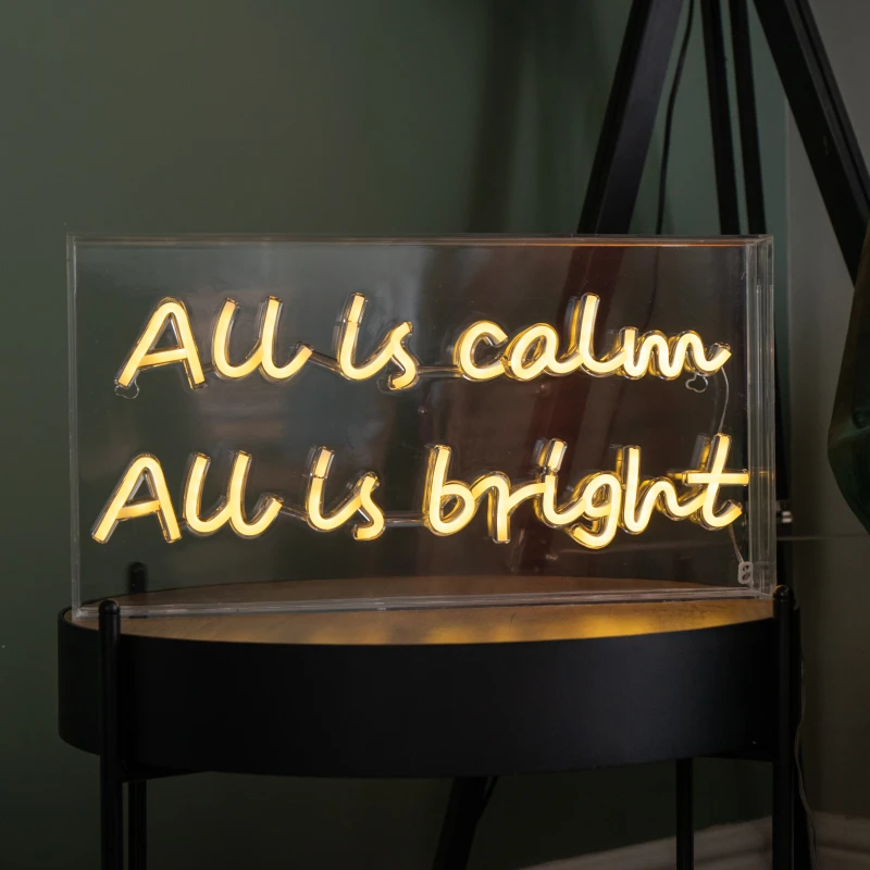 Image of 43cm Light up All is Calm Neon Flex Christmas Sign in Warm White