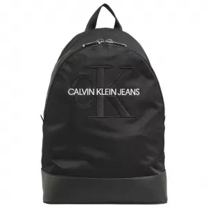 Image of CK Jeans Mens Monogram Nylon Packable Backpack - Black