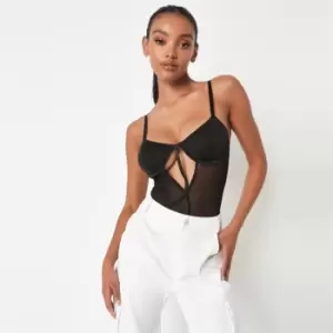 Image of Missguided Scallop Lace M Thong - Black