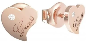 Image of Guess Queen Of Heart |Rose PVD Stainless Steel Heart Stud Jewellery