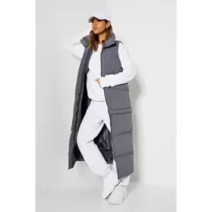 Image of I Saw It First Longline Padded Gilet - Grey