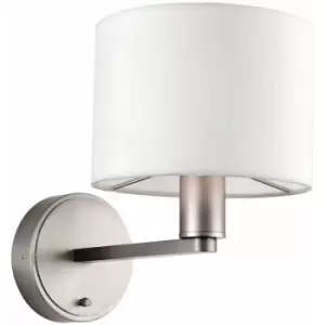 Image of Loops - Wall Light Matt Nickel Plate & Vintage White Fabric 40W E14 Dimmable