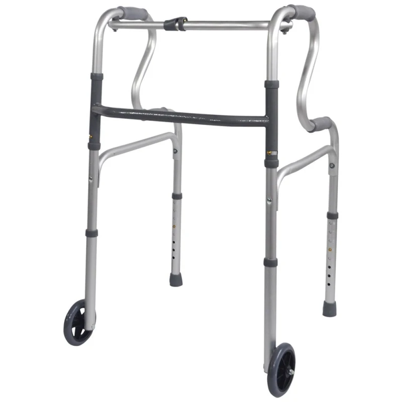 Image of Loops Dual Rise Lightweight Aluminium Folding Walking Frame Wheeled for Easy Transport Multi