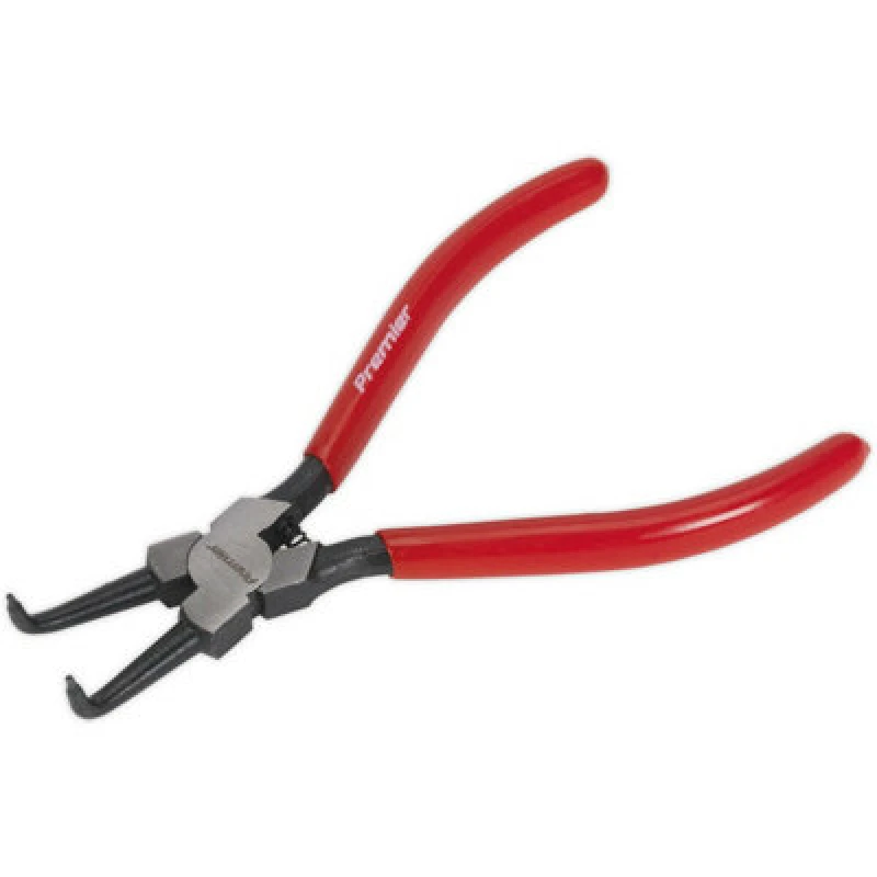 Image of Loops 180mm Bent Nose Internal Circlip Pliers - Spring Loaded Jaws - Non-Slip Tips Multi