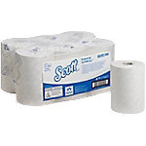 Image of Scott Hand Towels 6695 1 Ply Rolled White 6 Rolls