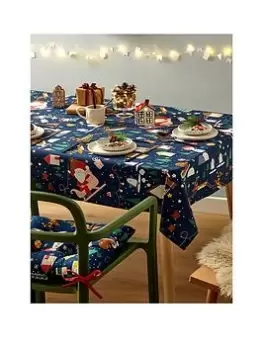 Image of Catherine Lansfield Santas Christmas Wonderland Tablecloth 137X229Cm