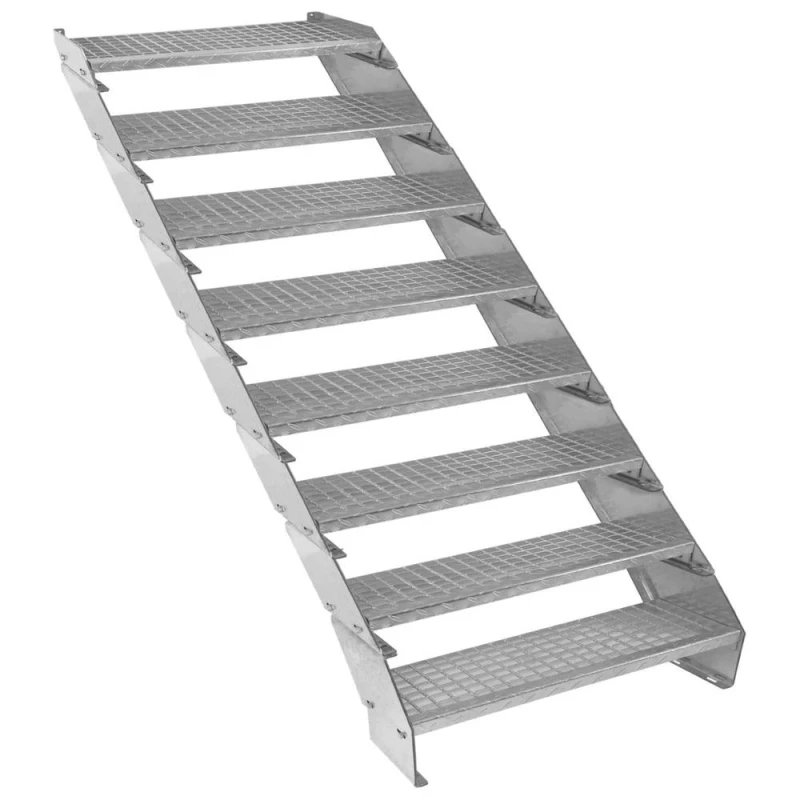 Image of Monstershop Adjustable 8 Section Galvanised Staircase - 900mm Wide Silver