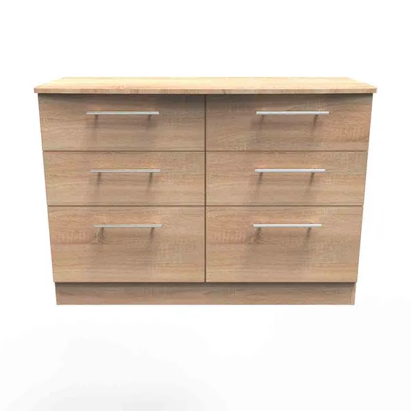 Image of Welcome Furniture Ready Assembled Sherwood 6 Drawer Wide Chest In Bardolino Oak SHE015BO