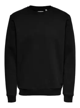 Image of ONLY & SONS Solid Colored Sweatshirt Men Black
