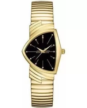 Image of Hamilton Ventura Quartz Black Dial Yellow Gold Stainless Steel Mens Watch H24301131 H24301131