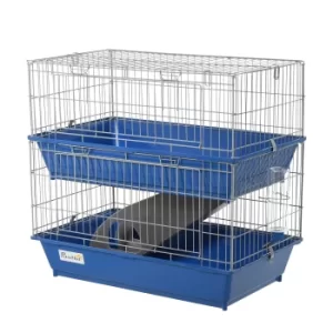 Image of PawHut Metal 2-Tier Small Animal Cage Blue
