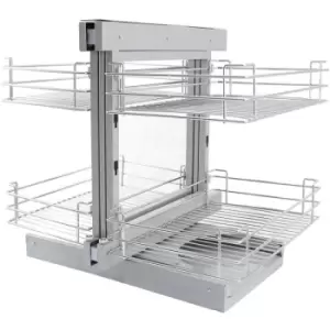 Image of KuKoo RH Magic Corner Kitchen Pull Out Baskets, Slide Out - Silver