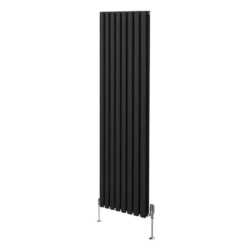 Image of Monstershop Oval Column Radiator & Valves - 1800Mm X 480Mm - Black 10764