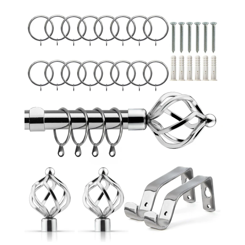 Image of Emma Barclay Curtain Pole with Rings Extendable Cage Chrome unisex 160-300cm