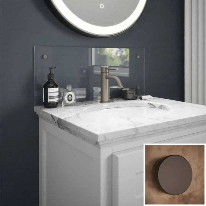 Image of Clear Glass Bathroom Splashback (bronze Caps) 250Mm X 600Mm X 4Mm SB52171