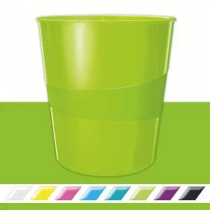 Image of Leitz WOW Waste Bin. 15 litre capacity. Green