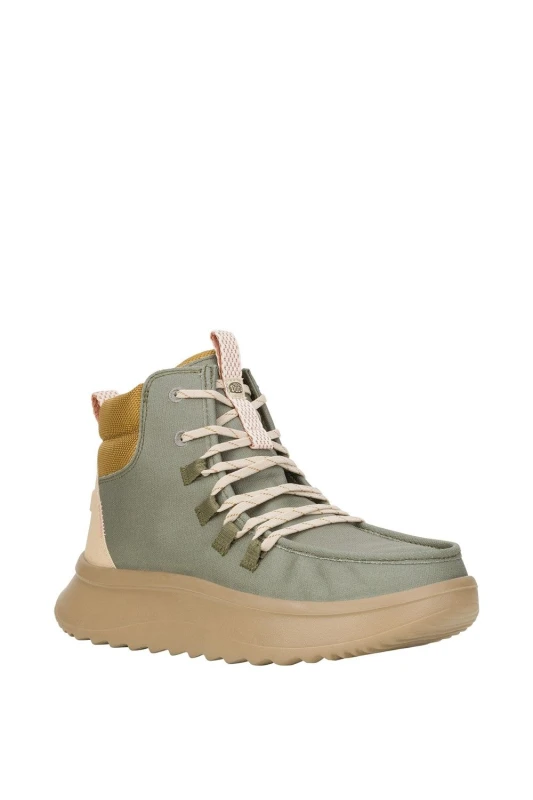 Image of HEYDUDE Womens Wendy Peak Apres Ankle Boots in Olive Size: 6 Olive Female 6