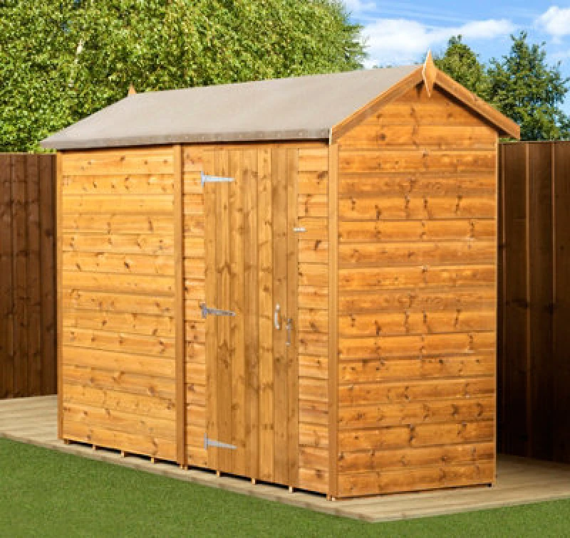 Image of Empire Sheds Empire Modular Apex 4X8 Dipped Treated Tongue And Groove Wooden Garden Shed Single Door No Windows (4' X 8' / 4ft X 8ft) (4X8)