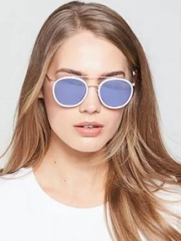 Image of Polaroid Round Lens Brow Bar Sunglasses Pink Women