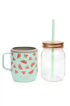 Image of Moonshine Mason Jar 475ml with Stainless Steel Insulated Sleeve & Handle Teal