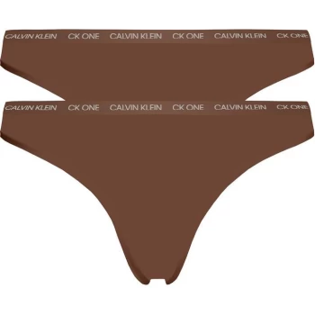 Image of Calvin Klein 2 Pack CK One Cotton Thong - W5M Cinnamon