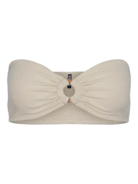 Image of Pieces Raw Cotton Agnes Smock Bandeau Top Stone Female L 213872UK