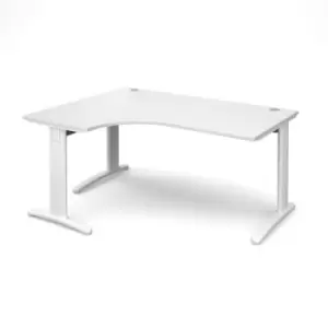Image of Office Desk Left Hand Corner Desk 1600mm White Top With White Frame 1200mm Depth TR10 TDEL16WWH