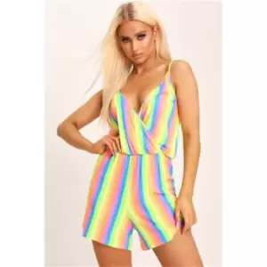 Image of I Saw It First Multi Neon Stripe Cami Playsuit - Multi