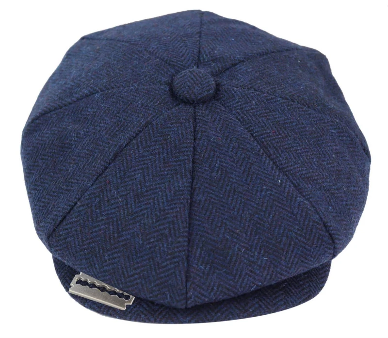 Image of Infinity Leather Peaky Blinders Tweed Hat With Razor Blade Blue male