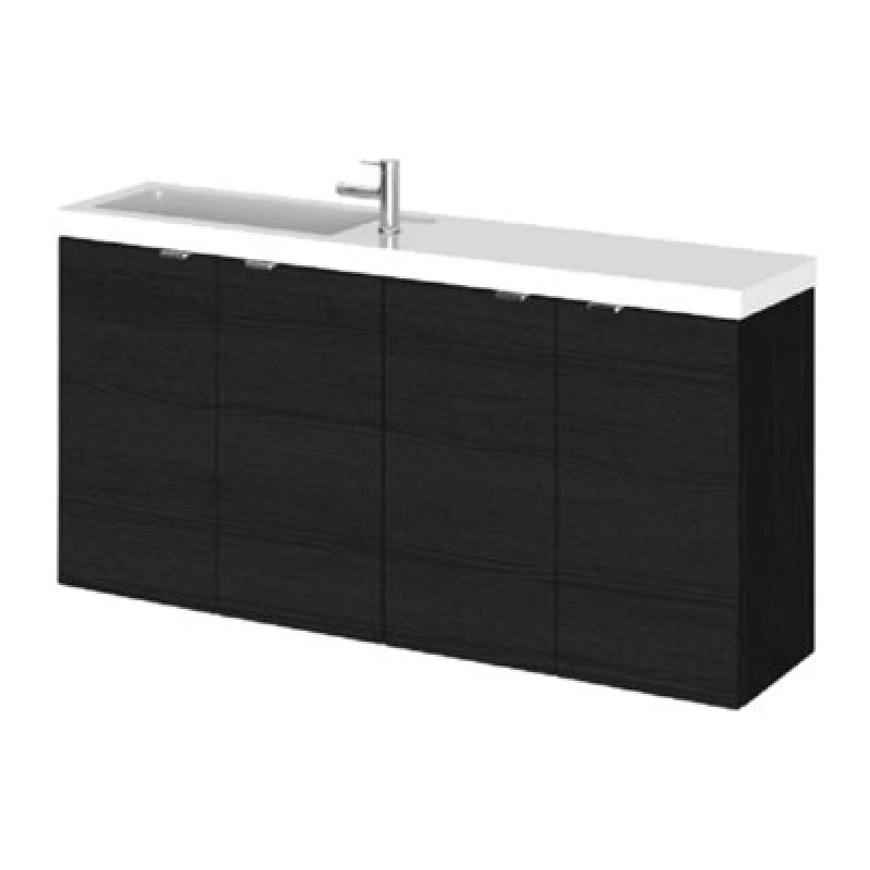 Image of Hudson Reed Fusion 1005mm Compact Basin And Wc Combination Unit, Charcoal Black, 579 X 1005 X 260 mm, Soft-Close Doors