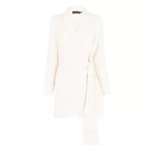 Image of I Saw It First Linen Tassel Blazer Dress - Beige