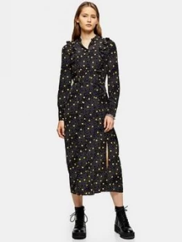 Image of Topshop Ruffle Shirt Dress - Mustard