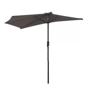 Image of Outsunny 3m Metal Frame Garden Furniture Parasol Half Round Umbrella - Grey