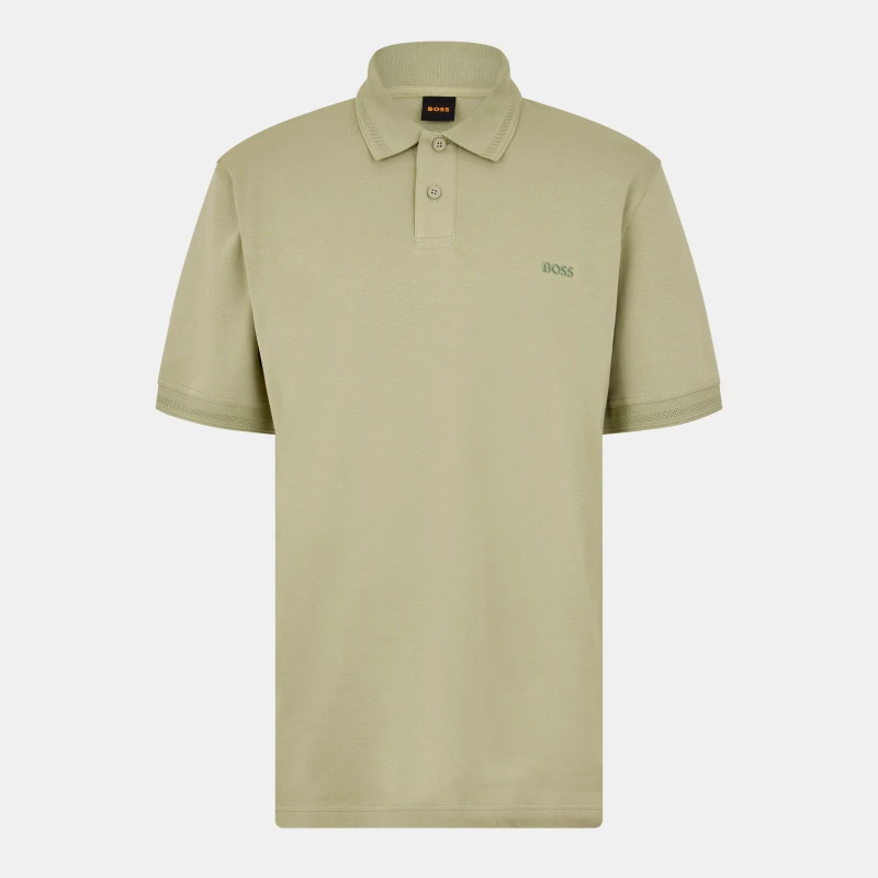 Image of Boss Mens PeInterlock Short-Sleeve Polo Shirt Open Green 370 male S